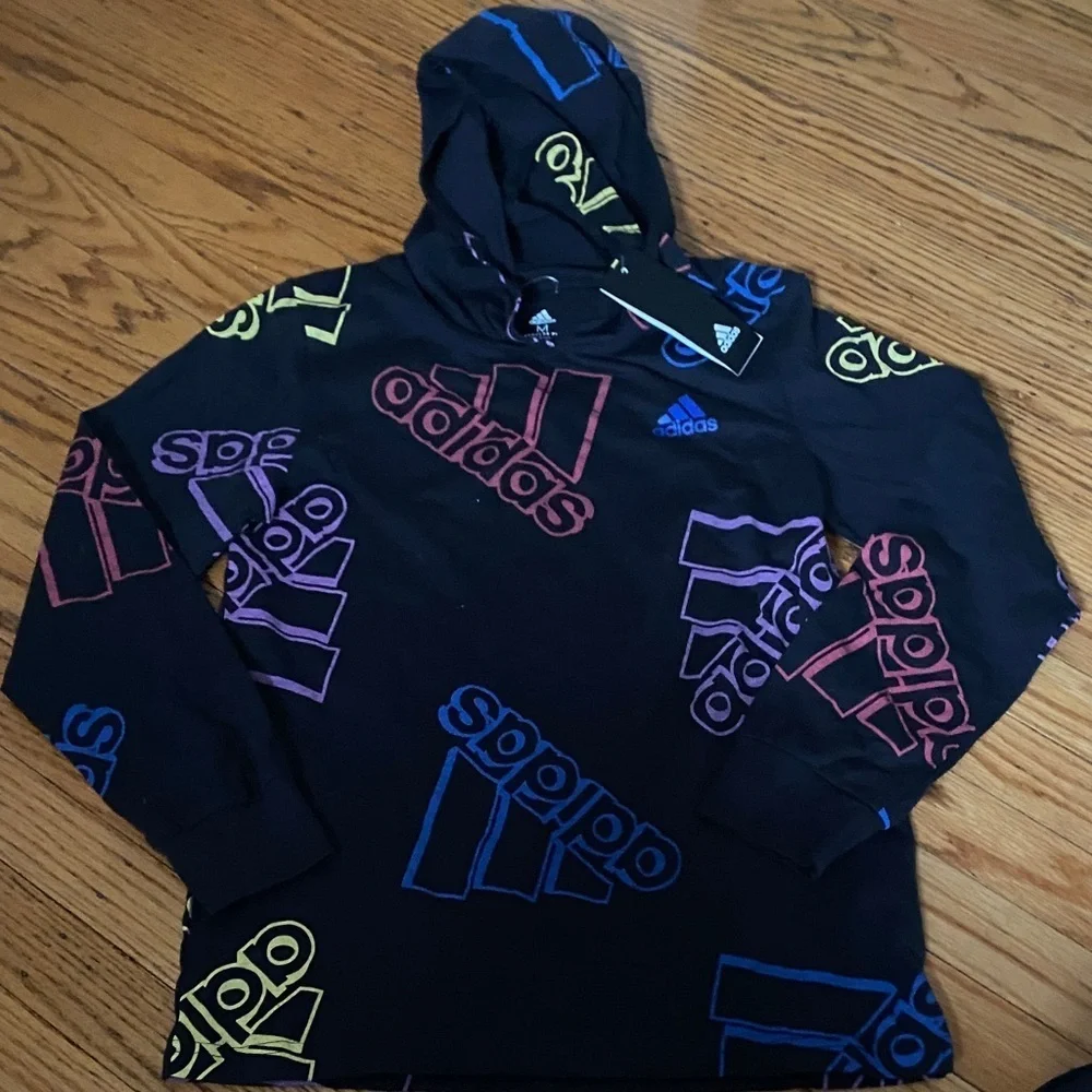 Adidas Black and Purple Hoodie
